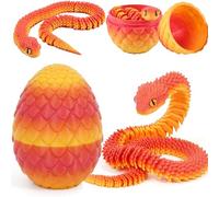 Joycabin Giocattolo di serpente stampato 3D, Pasqua 3D, uovo di serpente stampato 3D, uova di serpente, uova di serpente, animali stampati 3D, per bambini, regali di scrivania (Rosso e Giallo)