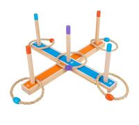 Joycabin Gioco di lancio ad anelli, gioco in legno con 5 anelli di lancio, giochi da giardino per bambini e adulti, per interni ed esterni, gioco di lancio