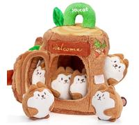 JoyCat Giochi Bambini 1 Anno, Casa Morbida con 5 Scoiattoli di Peluche, Sonaglio, Specchio, Gioco Educativo Bambino Montessori Sensoriale Regalo Neonato 6 12 Mesi Bimbo Bimba
