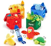 JoyCat Giochi Bambini Montessori 1 Anno, 12 Peluche Animali e Frutta per Imparare i Colori, Sonajeros & Arrugas, Gioco Educativo Sensoriali Gochi Montessori 6 a 12 Meses Regalo Bebe 1 año Bimbo Bimba