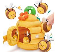 JoyCat Giochi Neonato 6-12 Mesi, Baby Alveare Morbido con 5 Api di Peluche, Sonaglio e Specchio, Giochi Montessori 6 8 9 Mesi, Gioco Bambino Sensoriale Regalo Bimbo Bimba 1 Anno