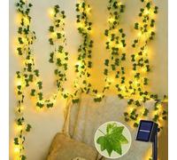 Joycome Catena Luminosa Esterno Solare, 12M 100 LED Luci Stringa Solari di Edera Artificiale 8 Modalità Impermeabile Lucine Decorative per Giardino Terrazzo Matrimonio Festa Casa Natale