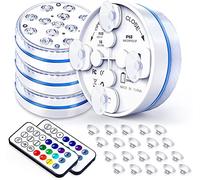 Joycome Luci per Piscina 13 Luci LED RGB Sopra il Pavimento per Piscina, IP68 Impermeabile Luci per Subacquea con Magnete, Telecomando RF per Giardino Festa Laghetto Decorazione Acquario (4 Pezzi)