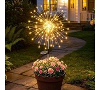Joycome Luci Solari 1 Pezzi 120 LED Lampioni da Giardino Esterno Solari | Paletti da Giardino IP65 Impermeabile Lampada Solare Terra Luci per Prato Vialetto Scala Paesaggio (Bianco Caldo)