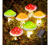 Joycome Ornamenti solari da giardino a 6 LED a forma di fungo, impermeabili, per esterni, funghi, ornamenti per vialetti, paesaggi, recinzioni, prato, cortile, decorazioni per feste di nozze