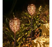 JOYCREATOR Lampade solari in metallo per esterni 2 pezzi di luci solari per giardino esterno con impermeabilità IP65, luci solari orientali a LED bianco caldo per giardino, balcone