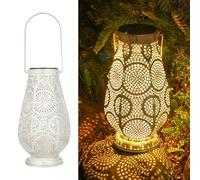 JOYCREATOR Lanterne solari in metallo per esterni, lanterna solare a LED per esterni, IP65, impermeabile, lampade solari orientali per esterni, giardino, balcone, terrazza, marciapiede, patio