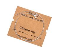 JoycuFF Bracciale da donna con codice morse con perline in argento, gioielli di incoraggiamento, regali mantra per lei
