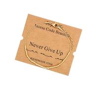 JoycuFF Inspirational Morse Code Bracciali da donna in argento perline gioielli incoraggiamento mantra regali per lei, 17,8 cm, metallo, arenaria, 7 inch, Metallo, arenaria