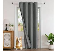 Joydeco 100% tende oscuranti, effetto lino, 1 pezzo, tenda oscurante per porta, con occhielli, protezione termica dal freddo, per camera da letto, soggiorno, grigio, 240 x 140 cm