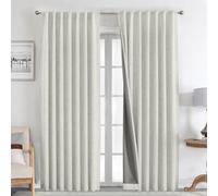 Joydeco 100% Tende Oscuranti per Interni 2 Pezzi L 135 x A 240 CM, Lino Tende Termiche con Passanti Nascosti per Soggiorno Moderne Cameretta Bambini Camera da Letto Blackout Curtains, Grigio Bianco