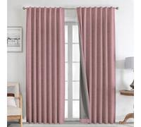 Joydeco 100% Tende Oscuranti per Interni 2 Pezzi L 140 x A 245 CM, Lino Tende Termiche con Passanti Nascosti per Soggiorno Moderne Cameretta Bambini Camera da Letto Blackout Curtains, Rosa