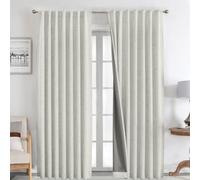 Joydeco 100% Tende Oscuranti per Interni 2 Pezzi L 140 x A 260 CM, Lino Tende Termiche con Passanti Nascosti per Soggiorno Moderne Cameretta Bambini Camera da Letto Blackout Curtains, Grigio Bianco