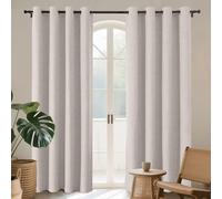 Joydeco 100% Tende Oscuranti per Interni 2 Pezzi, Lino Tende Termiche con Occhielli per Soggiorno Moderne, Cameretta Bambini, Camera da Letto Blackout Curtains(Bianco, 2xL140xA280)