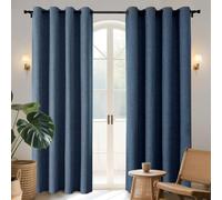 Joydeco 100% Tende Oscuranti per Interni 2 Pezzi, Lino Tende Termiche con Occhielli per Soggiorno Moderne, Cameretta Bambini, Camera da Letto Blackout Curtains(Blu Reale, 2xL117xA228)