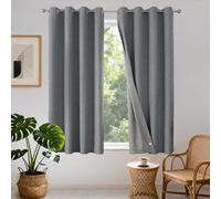 Joydeco 100% Tende Oscuranti per Interni 2 Pezzi, Lino Tende Termiche con Occhielli per Soggiorno Moderne, Cameretta Bambini, Camera da Letto Blackout Curtains(Grigio, 2xL140xA145)