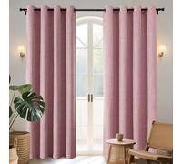 Joydeco 100% Tende Oscuranti per Interni 2 Pezzi, Lino Tende Termiche con Occhielli per Soggiorno Moderne, Cameretta Bambini, Camera da Letto Blackout Curtains(Rosa, 2xL140xA200)