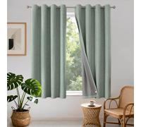 Joydeco 100% Tende Oscuranti per Interni 2 Pezzi, Lino Tende Termiche con Occhielli per Soggiorno Moderne, Cameretta Bambini, Camera da Letto Blackout Curtains(Verde Salvia, 2xL106xA158)