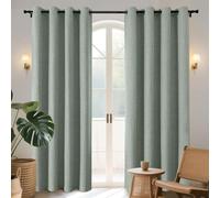 Joydeco 100% Tende Oscuranti per Interni 2 Pezzi, Lino Tende Termiche con Occhielli per Soggiorno Moderne, Cameretta Bambini, Camera da Letto Blackout Curtains(Verde Salvia, 2xL140xA240)