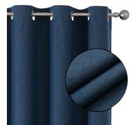 Joydeco 100% Tende Oscuranti per Interni 2 Pezzi, Lino Tende Termiche con Occhielli per Soggiorno Moderne, Cameretta Bambini, Camera da Letto Blackout Curtains(Blu Reale, 2xL140xA245)