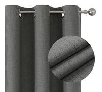 Joydeco 100% Tende Oscuranti per Interni 2 Pezzi, Lino Tende Termiche con Occhielli per Soggiorno Moderne, Cameretta Bambini, Camera da Letto Blackout Curtains(Grigio, 2xL140xA175)