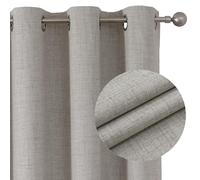 Joydeco 100% Tende Oscuranti per Interni 2 Pezzi, Lino Tende Termiche con Occhielli per Soggiorno Moderne, Cameretta Bambini, Camera da Letto Blackout Curtains(Bianco, 2xL140xA220)