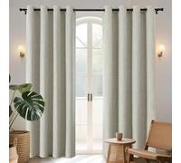 Joydeco 100% Tende Oscuranti per Interni 2 Pezzi, Lino Tende Termiche con Occhielli per Soggiorno Moderne, Cameretta Bambini, Camera da Letto Blackout Curtains(Beige Chiaro, 2xL117xA228)