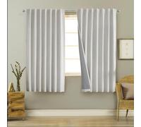 Joydeco 100% Tende Oscuranti per Interni 2 Pezzi, Lino Tende Termiche con Passanti per Soggiorno Moderne, Cameretta Bambini, Camera da Letto Blackout Curtains (2xL117xA137, Grigio Bianco)