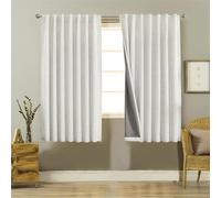 Joydeco 100% Tende Oscuranti per Interni 2 Pezzi, Lino Tende Termiche con Passanti per Soggiorno Moderne, Cameretta Bambini, Camera da Letto Blackout Curtains (2xL106xA158, Beige Chiaro)