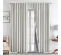 Joydeco 100% Tende Oscuranti per Interni 2 Pezzi, Lino Tende Termiche con Passanti per Soggiorno Moderne, Cameretta Bambini, Camera da Letto Blackout Curtains (2xL140xA220, Grigio Bianco)