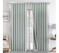 Joydeco 100% Tende Oscuranti per Interni 2 Pezzi, Lino Tende Termiche con Passanti per Soggiorno Moderne, Cameretta Bambini, Camera da Letto Blackout Curtains (2xL135xA240, Verde Salvia)