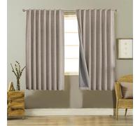 Joydeco 100% Tende Oscuranti per Interni 2 Pezzi, Lino Tende Termiche con Passanti per Soggiorno Moderne, Cameretta Bambini, Camera da Letto Blackout Curtains (2xL117xA137, Lino)