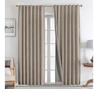 Joydeco 100% Tende Oscuranti per Interni 2 Pezzi, Lino Tende Termiche con Passanti per Soggiorno Moderne, Cameretta Bambini, Camera da Letto Blackout Curtains (2xL135xA240, Lino)