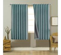 Joydeco 100% Tende Oscuranti per Interni 2 Pezzi, Lino Tende Termiche con Passanti per Soggiorno Moderne, Cameretta Bambini, Camera da Letto Blackout Curtains (2xL117xA137, Verde Bosco)