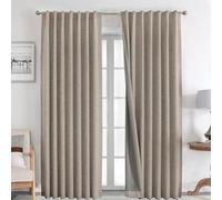 Joydeco 100% Tende Oscuranti per Interni 2 Pezzi, Lino Tende Termiche con Passanti per Soggiorno Moderne, Cameretta Bambini, Camera da Letto Blackout Curtains (2xL140xA260, Lino)