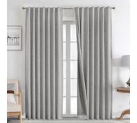 Joydeco 100% Tende Oscuranti per Interni 2 Pezzi, Lino Tende Termiche con Passanti per Soggiorno Moderne, Cameretta Bambini, Camera da Letto Blackout Curtains (2xL140xA245, Grigio Chiaro)