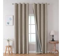Joydeco, Set di 2 pannelli di tende 100% oscuranti e termiche, adatte per la protezione della privacy, 160 cm di lunghezza (132 x 160 cm (larghezza x lunghezza), lino)