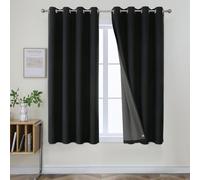 Joydeco, Set di 2 pannelli di tende 100% oscuranti e termiche, adatte per la protezione della privacy, 160 cm di lunghezza (132 x 160 cm (larghezza x lunghezza), nero)