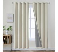 Joydeco, Set di 2 pannelli di tende 100% oscuranti e termiche, adatte per la protezione della privacy, 213,36 cm di lunghezza (132 x 213,36 cm (larghezza x lunghezza), beige chiaro)
