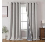 Joydeco, Set di 2 pannelli di tende 100% oscuranti e termiche, adatte per la protezione della privacy, 304,8 cm di lunghezza (132 x 274,32 cm (larghezza x lunghezza), bianco-grigiastro)