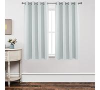 Joydeco Set di 2 tende bianche lunghe 160 cm, isolamento termico, tende lunghe e tende, 2 tende oscuranti con occhielli, per camera da letto e soggiorno (larghezza 132 x lunghezza 160 cm, bianco