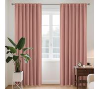 Joydeco - Set di 2 tende con anelli nascosti, H 260 x L 140, rosa incantevole, oscuranti, a lunga durata, insonorizzanti, con asta, tende da notte, per camera da letto e soggiorno