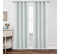 Joydeco Set di 2 tende lunghe 213 cm, a isolamento termico, tende con occhielli per oscurare la stanza, per finestre di soggiorno e camera da letto (larghezza 106 cm x lunghezza 213 cm, bianco grigio)