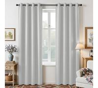 Joydeco Set di 2 tende lunghe 274 cm, a isolamento termico, tende con occhielli per oscurare la stanza, per finestre di soggiorno e camera da letto (larghezza 132 cm x lunghezza 274 cm, bianco grigio)