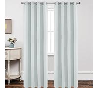 Joydeco Set di 2 tende lunghe 305 cm, a isolamento termico, tende con occhielli per oscurare la stanza, per finestre di soggiorno e camera da letto (larghezza 132 cm x lunghezza 305 cm, bianco grigio)