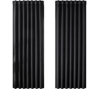 Joydeco Set di 2 tende nascoste con passanti, 145 x 140, colore nero, oscuranti, opache, in poliestere, per camera da letto, soggiorno