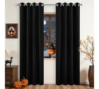 Joydeco Set di 2 tende oscuranti lunghe 274 cm, isolamento termico, tende lunghe e tende, 2 tende oscuranti con occhielli, per finestra del soggiorno e della camera da letto (colore: nero, 132 x 274