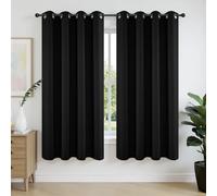 Joydeco Set di 2 tende oscuranti, lunghezza 160 cm, a isolamento termico, 2 tende oscuranti con occhielli, per camera da letto e soggiorno (larghezza 132 cm x lunghezza 160 cm, nero)