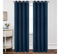 Joydeco Set di 2 tende oscuranti, lunghezza 241 cm, a isolamento termico, 2 tende oscuranti con occhielli, per camera da letto e soggiorno (larghezza 132 cm x lunghezza 241 cm, blu navy)