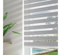 Joydeco Tenda a rullo senza fili Zebra per finestre, grigio trasparente, mini tende zebra 86,4 cm W doppio strato filtrante della luce per porte scorrevoli in vetro finestra